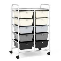 Costway - 10-Drawer Storage Cart Utility Rolling Trolley Kitchen Organizer - Gradient Grey - Large Front