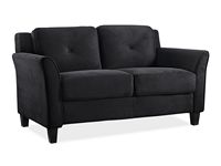 Lifestyle Solutions - Hartford Loveseat Upholstered Microfiber Curved Arms - Black - Large Front