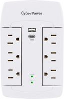 CyberPower - 6-Outlet/1-USB-A/1-USB-C  2000 Joules Wall Surge Protector - White - Large Front