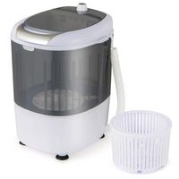 Costway - Portable Mini Counter Top Washing Machine 5.5 lb. Spin Basket Laundry - Grey and White - Large Front