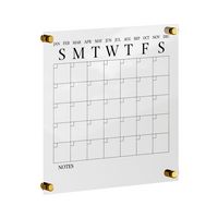 Martha Stewart - Grayson Premium Clear Acrylic Wall Calendar with Black Printing and Dry Erase Ma... - Large Front