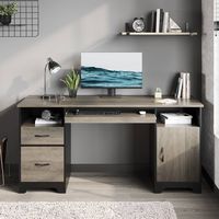 Bestier 59inch Executive Gaming Desk with File Drawer, Storage Drawers, and Cabinet - Gray - Large Front