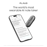 PLAUD - NotePin S Smart AI Voice/Audio Recorder - Black - Large Front