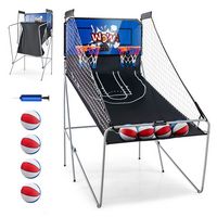 Costway - Dual Shot Basketball Arcade Game with 8 Game Modes Electronic Scoring - Blue - Large Front
