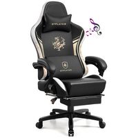 GTPlayer - Dragon Series Gaming Chair with Bluetooth Speakers - Black&White - Large Front