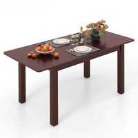 Costway Extendable Dining Table Folding Rubber Wood Table for 4 People with Safety Locks - Cherry... - Large Front
