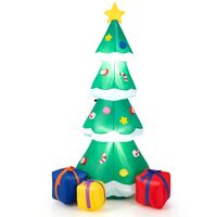 Costway - 6 FT Inflatable Christmas Tree Blow-up Christmas Tree Decoration with Gift Boxes - Mult... - Large Front