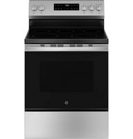 GE - 5.3 Cu. Ft. Freestanding Electric Range with Crisp Mode and Express Preheat - Stainless Steel - Large Front