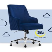 Serta - Scarlett Stylish Mid-Century Modern Soft Velvet Upholstered Home Office Chair - Midnight ... - Large Front