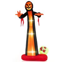 Costway - 12 FT Inflatable Grim Reaper Ghost Large Halloween Inflatables with Built-in LED Lights... - Large Front