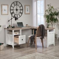 Sauder - August Hill  L-Desk - Soft White - Large Front