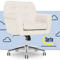 Serta - Ashland Memory Foam & Twill Fabric Home Office Chair - Ivory - Large Front