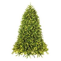 Costway - 6ft Pre-lit PVC Christmas Fir Tree Hinged 8 Flash Modes w/ 650 LED Light - Green - Large Front