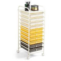 Costway - 10 Drawer Rolling Storage Cart Scrapbook Paper Office School Organizer - White/Gray/Bei... - Large Front