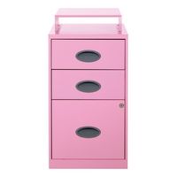 OSP Home Furnishings - 3 Drawer Locking Metal File Cabinet with Top Shelf - Pink - Large Front