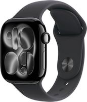Apple Watch Series 11 (GPS+Cellular) 42mm Aluminum Case with Black Sport Band - M/L - Jet Black -... - Large Front