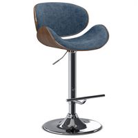 Simpli Home - Marana Bentwood Adjustable Swivel Bar Stool - Distressed Blue - Large Front