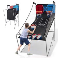 Costway - Dual Shot Basketball Arcade Game with 8 Game Modes Arcade Sound Electronic Scoring - Red - Large Front