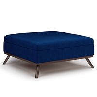 Simpli Home - Owen Square Coffee Table Storage Ottoman - Blue - Large Front