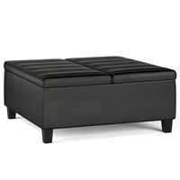 Simpli Home - Ellis Coffee Table Storage Ottoman - Distressed Black - Large Front