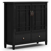 Simpli Home - Connaught Tall Storage Cabinet - Black - Large Front