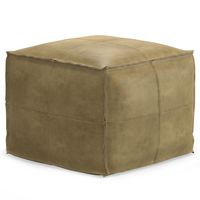 Simpli Home - Sheffield Square Pouf - Distressed Sandcastle - Large Front