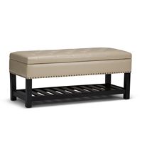 Simpli Home - Lomond Storage Ottoman Bench - Satin Cream - Large Front