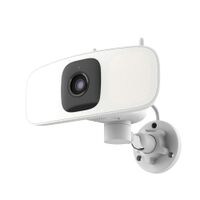 Lorex - Connect 2K Floodlight Wi-Fi Security Camera (with App Controlled Horizontal Pan) - White - Large Front