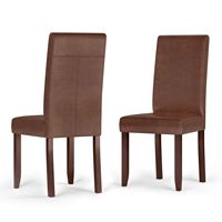Simpli Home - Acadian Parson Dining Chair (Set of 2) - Distressed Saddle Brown - Large Front