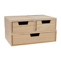 Martha Stewart - Weston Set of 3 Paulownia Wood Storage Boxes with Pullout Drawers in Light Natur... - Large Front
