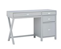 Linon Home Décor - Penrose Four-Drawer Side Storage Desk - Gray Paint / Silver Hardware - Large Front