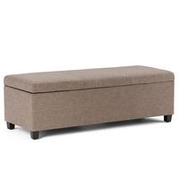 Simpli Home - Avalon Rectangular Polyester Ottoman With Inner Storage - Fawn Brown - Large Front