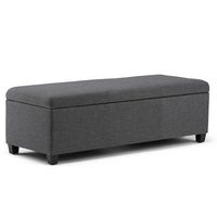 Simpli Home - Avalon Rectangular Polyester Ottoman With Inner Storage - Slate Gray - Large Front