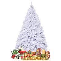 Costway - 9Ft Hinged Artificial Christmas Tree Pine Tree 2132 Tips Metal - White - Large Front