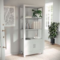 Martha Stewart - Hutton Gray 4 Tier Shaker Style Bookcase with Cabinet and Brushed Nickel Hardwar... - Large Front