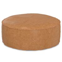 Simpli Home - Brody 32 inch Round Coffee Table Pouf - Distressed Brown - Large Front