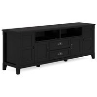 Simpli Home - Burlington SOLID WOOD 72 inch TV Media Stand in Black For TVs up to 80 inches - Black - Large Front