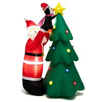 Costway - 6 FT Inflatable Christmas Tree & Santa Claus w/ LEDs & Air Blower - Multicolor - Large Front