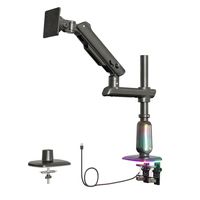 HUANUO - Single Monitor Desk Mount with Mechanical Spring Arm, Integrated LED Light, & Supports u... - Large Front