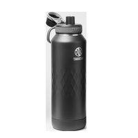 Takeya - Sport 40-oz. Leakproof Water Bottle with Spout Lid - Obsidian - Large Front
