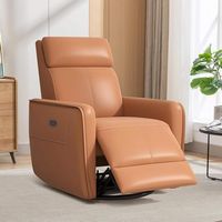 Bestier - Faux Leather Power Rocker Recliner Chair with USB Port, 270° Swivel Glider, and High ba... - Large Front