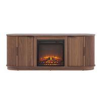 Modern Reeded 60” Fireplace TV Stand with Removable Fireplace Insert - Large Front