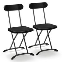 Costway 2-Pack Folding Chair with Metal Curved Feet Wide Seat & Ergonomic Backrest - Black - Large Front
