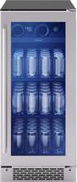 Zephyr - Brisas 15 in. 4-Bottle and 64-Can Single Zone Beverage Cooler - Stainless Steel/Glass - Large Front