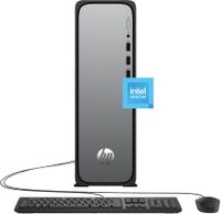HP - OmniDesk Slim Desktop - Intel Processor 300 - 8GB DDR5 Memory - 256GB SSD - Meteor Silver - Large Front