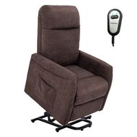 Costway - Power Lift Recliner Chair w/ Remote Control - Brown - Large Front