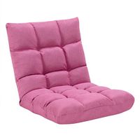 Costway - Adjustable 14-Position Folding Floor Lounge Chair - Pink - Large Front