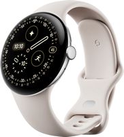 Google - Pixel Watch 4 (45mm) - LTE - Polished Silver Case - Porcelain Band - (2025) - Large Front
