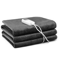 Costway - 71'' x 30'' Heated Mattress Pad Twin, Massage Table Warmer with 5 Heat Settings - Grey - Large Front