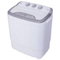 Costway - Compact Mini Twin Tub 8 lb. Washing Machine - White and Grey - Large Front